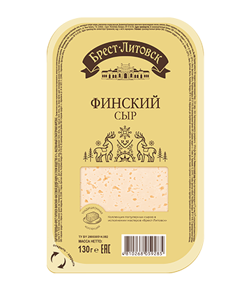 Сыр полутвердый "Брест-Литовск Финский" слайсер